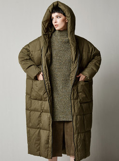 Hooded Straight Plus Size Long Puffer Coat