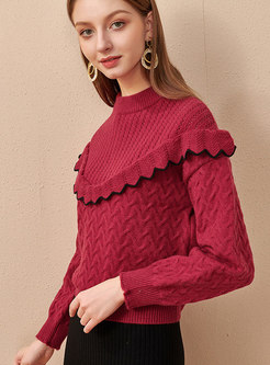 Pullover Long Sleeve Patchwork Sweater