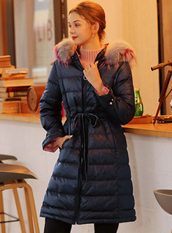 Removable Hooded Drawstring Puffer Coat