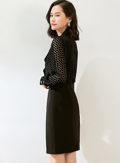 Black Polka Dot Transparent Patchwork Dress