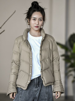 Stand Collar Flare Sleeve Short Down Coat