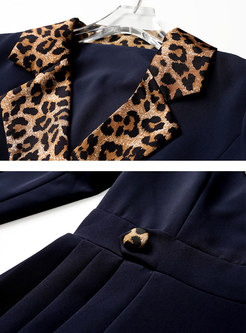 Work Leopard Print Midi Blazer Dress
