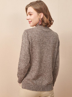 Half Turtleneck Pullover Solid Sweater
