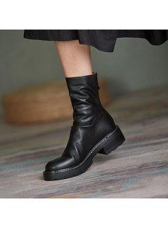 Rounded Toe Ruched Platform Short Boots