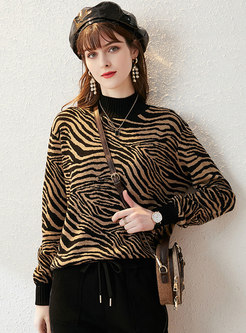 Pullover Long Sleeve Zebra Sweater