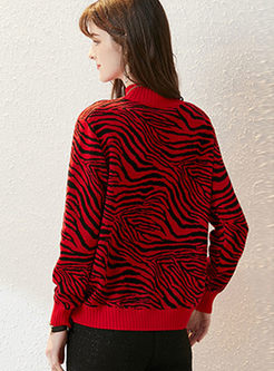 Pullover Long Sleeve Zebra Sweater