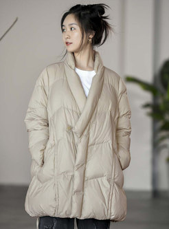 Mock Neck Single-breasted Loose Down Coat