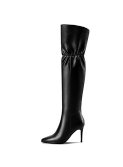 Pointed Toe Ruched Over-the-knee Boots