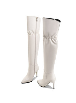 Pointed Toe Ruched Over-the-knee Boots