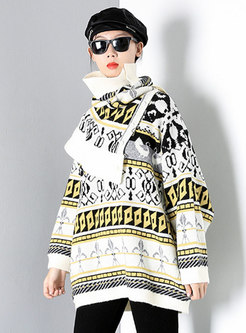 Plus Size Geometric Print Pullover Sweater