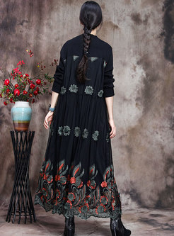 Mesh Lace Embroidered Patchwork Maxi Dress