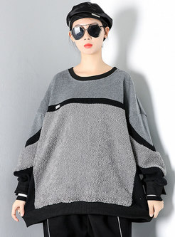 Plus Size Color-blocked Patchwork Sweatshirt