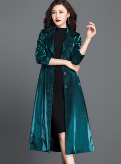 Lapel Single-breasted A Line Long Trench Coat