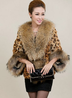 V-neck Leopard Short Faux Fur Coat