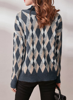Geometric Print Patchwork Pullover Sweater