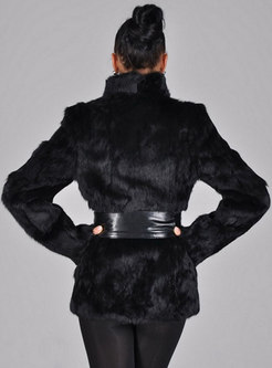 Mock Neck Short Plus Size Faux Fur Coat