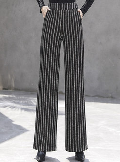 High Waisted Striped Wide Leg Pants