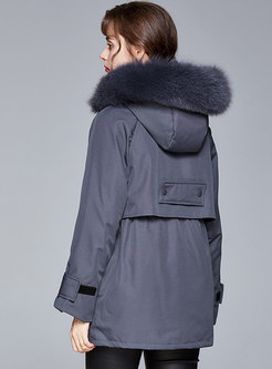 Removable Hooded Flap Pocket Straight Down Coat