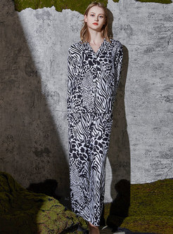 Lapel Leopard Print Casual Pajama Set
