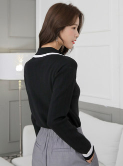 Notched Collar Long Sleeve Pullover Sweater