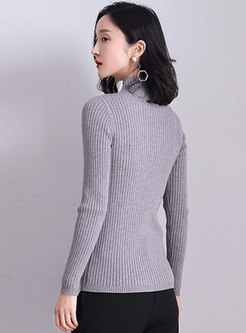 Turtleneck Color-blocked Pullover Sweater