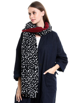 Color-blocked Polka Dot Faux Cashmere Scarf