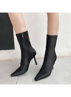 Pointed Toe High Heel Short Boots