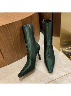 Pointed Toe High Heel Short Boots