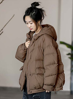 Hooded Flap Pocket Straight Down Jacket