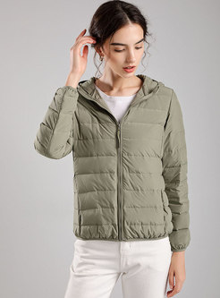 Solid Hooded Short Lightweight Puffer Jacket