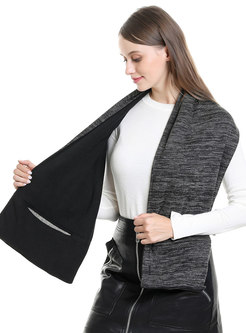 Solid Faux Cashmere Scarf With Pockets