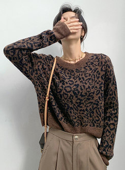 Pullover Leopard Print Loose Sweater