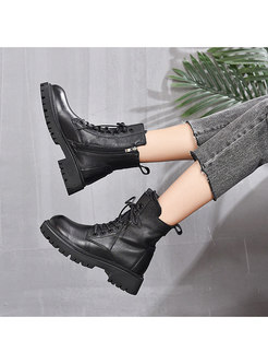 Retro Rounded Toe Martin Ankle Boots