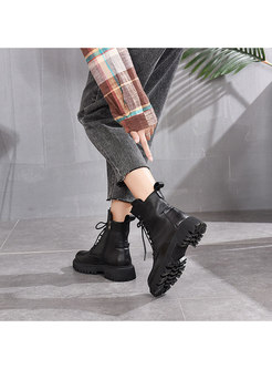 Retro Rounded Toe Martin Ankle Boots