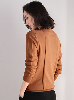 Mock Neck Pullover Loose Solid Sweater