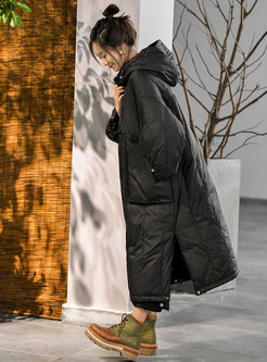 Hooded Straight Pullover Long Down Coat