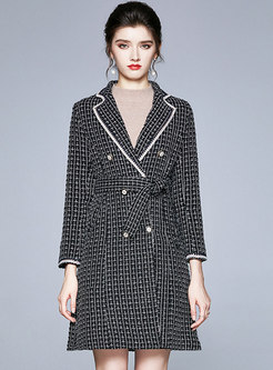 Double-breasted Tweed Plaid Coat Dress