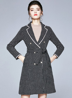 Double-breasted Tweed Plaid Coat Dress