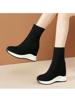 Rounded Toe Increased Internal Wedge Boots