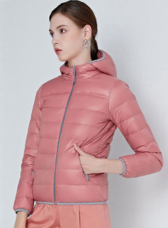 Hooded Solid Short Puffer Coat