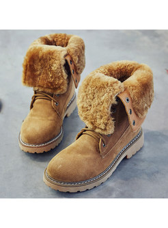 Rounded Toe Short Plush Snow Boots