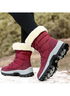 Plus Patchwork Short Outdoor Snow Boots