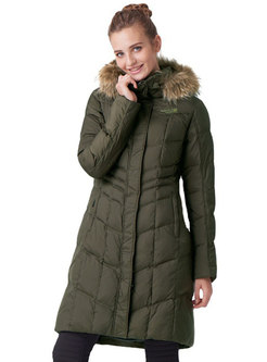 Faux Fur Hooded Mid-length Down Coat