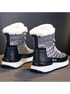 Color-blocked Waterproof Platform Snow Boots
