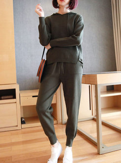 Casual Hooded Loose Sweater Pant Suits