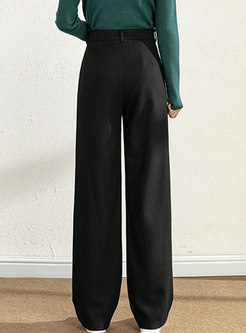 Casual Solid High Waisted Wide Leg Pants