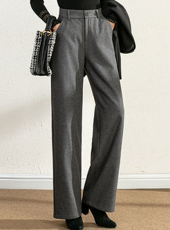 Casual Solid High Waisted Wide Leg Pants