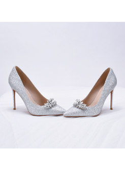 Pointed Toe Diamond Low-fronted Heels