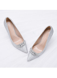 Pointed Toe Diamond Low-fronted Heels