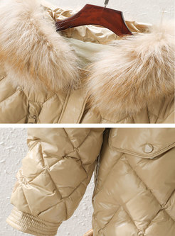 Hooded Fox Fur Straight Diamond Down Coat